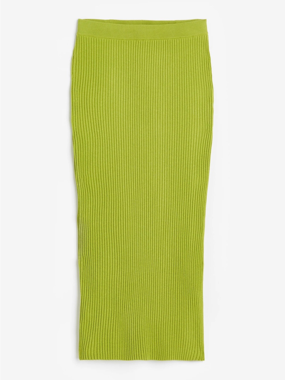 H&M Bright Lime Green Ribbed Knit Skirt